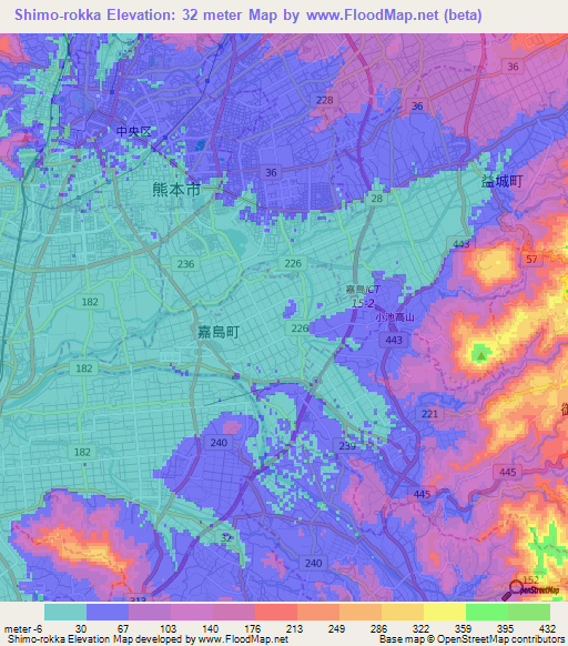 Shimo-rokka,Japan Elevation Map