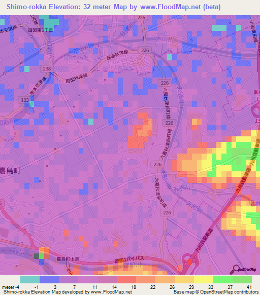 Shimo-rokka,Japan Elevation Map