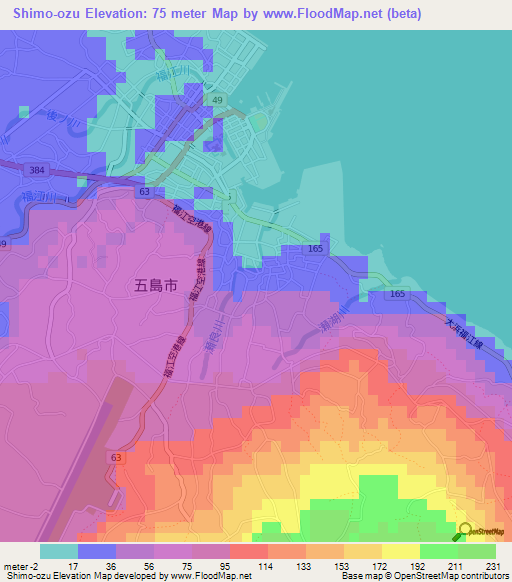 Shimo-ozu,Japan Elevation Map