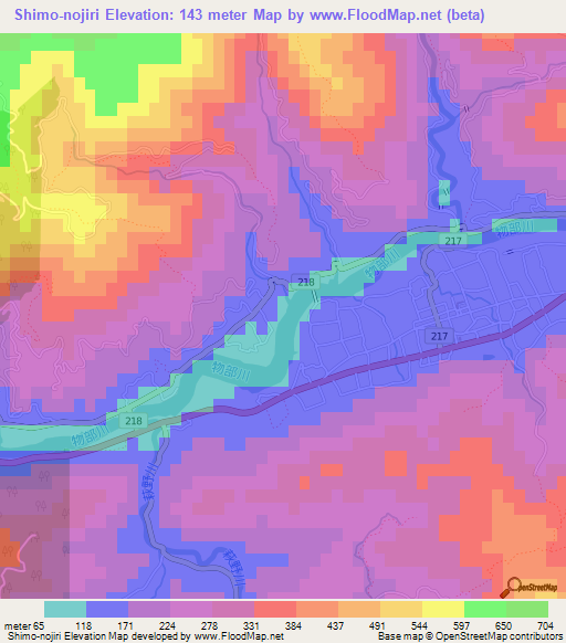 Shimo-nojiri,Japan Elevation Map