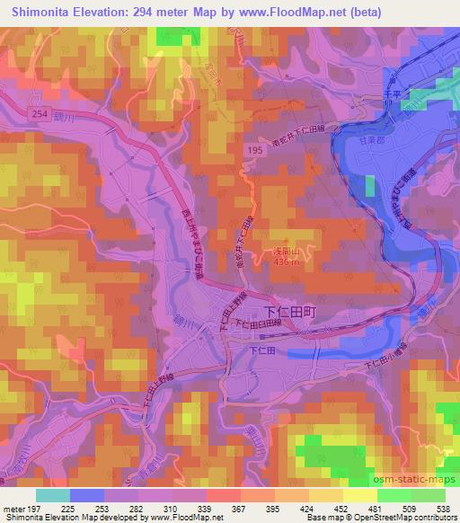 Shimonita,Japan Elevation Map