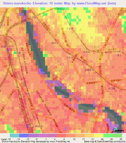 Shimo-marukocho,Japan Elevation Map