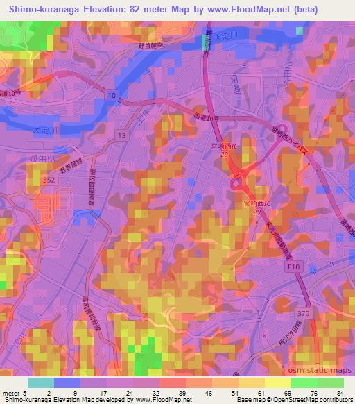 Shimo-kuranaga,Japan Elevation Map