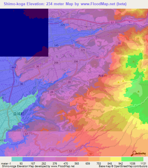 Shimo-koga,Japan Elevation Map