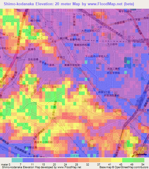 Shimo-kodanaka,Japan Elevation Map