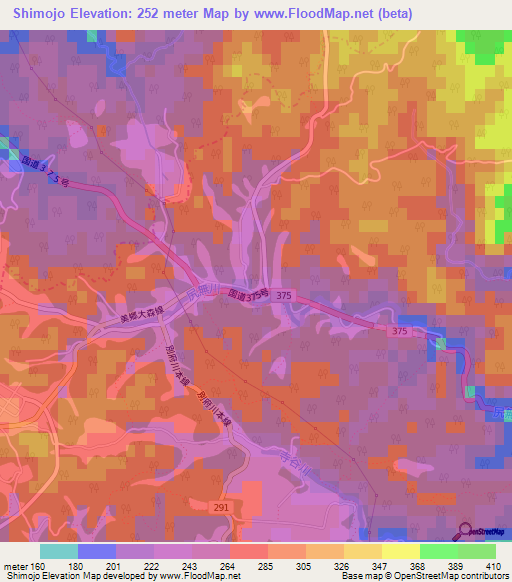Shimojo,Japan Elevation Map