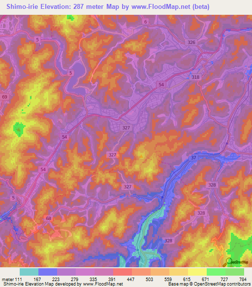 Shimo-irie,Japan Elevation Map