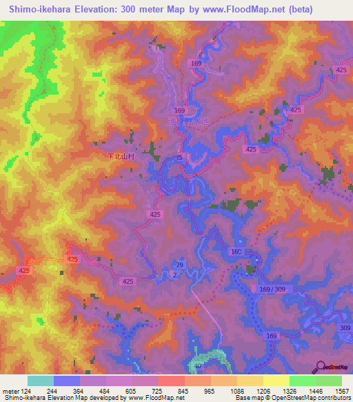 Shimo-ikehara,Japan Elevation Map