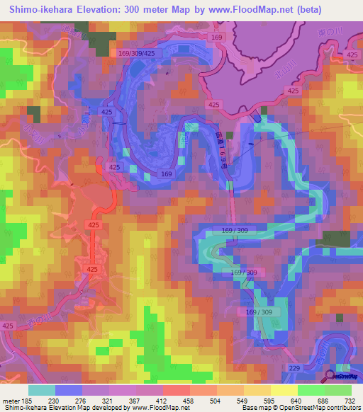 Shimo-ikehara,Japan Elevation Map