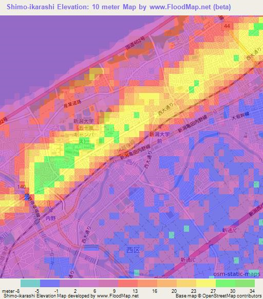 Shimo-ikarashi,Japan Elevation Map