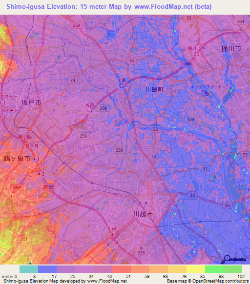 Shimo-igusa,Japan Elevation Map