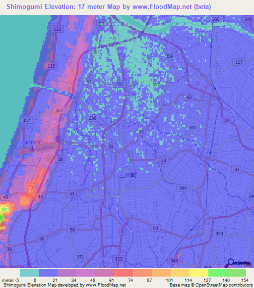 Shimogumi,Japan Elevation Map