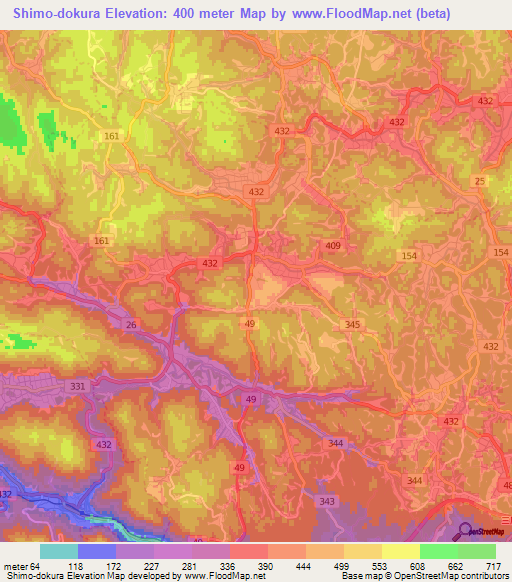 Shimo-dokura,Japan Elevation Map