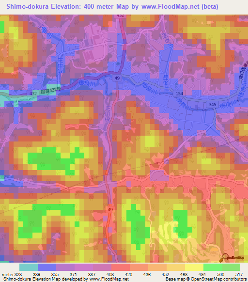 Shimo-dokura,Japan Elevation Map