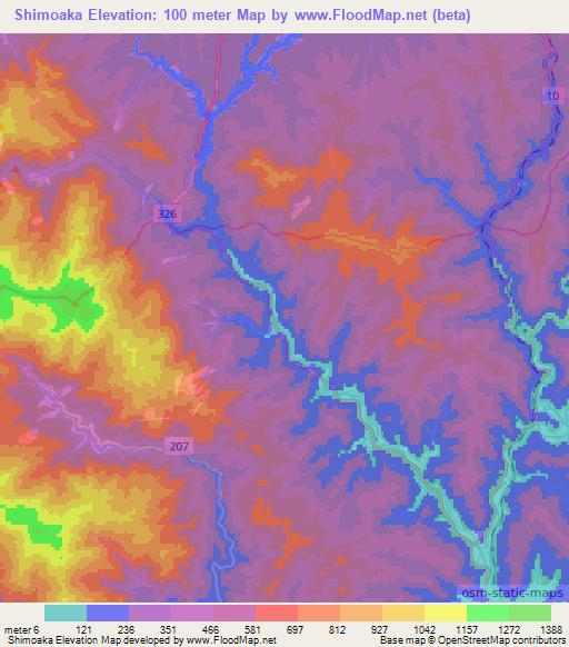 Shimoaka,Japan Elevation Map