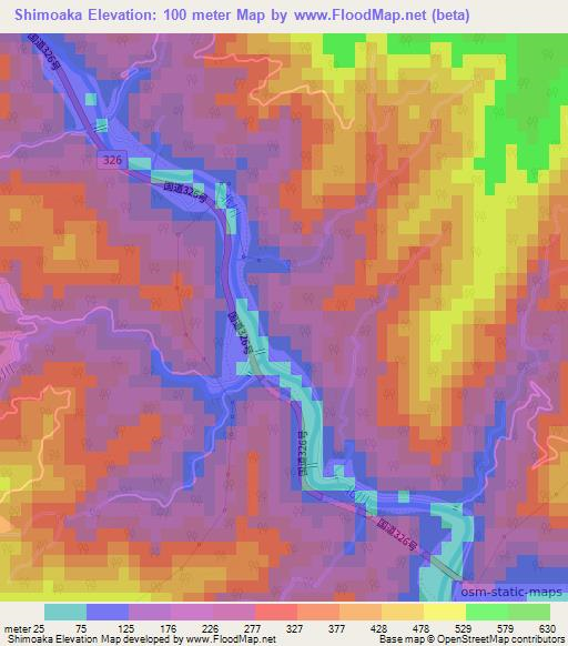 Shimoaka,Japan Elevation Map