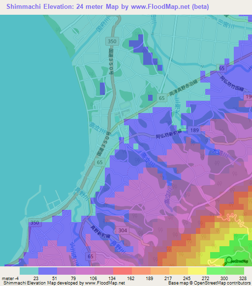 Shimmachi,Japan Elevation Map