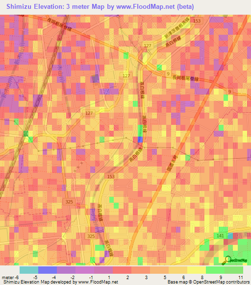 Shimizu,Japan Elevation Map