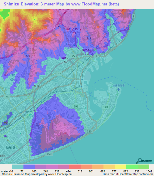 Shimizu,Japan Elevation Map