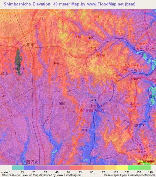 Shimbashicho,Japan Elevation Map
