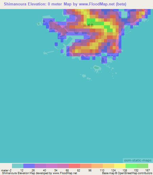 Shimanoura,Japan Elevation Map