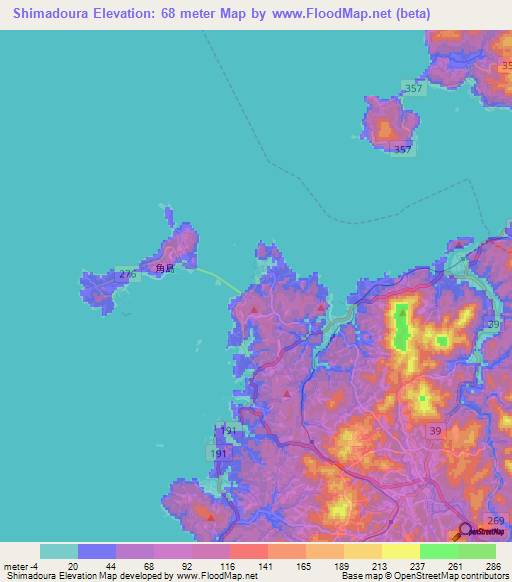 Shimadoura,Japan Elevation Map