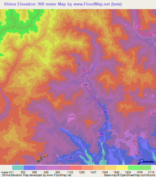 Shima,Japan Elevation Map