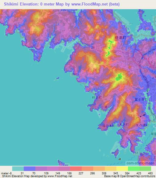Shikimi,Japan Elevation Map
