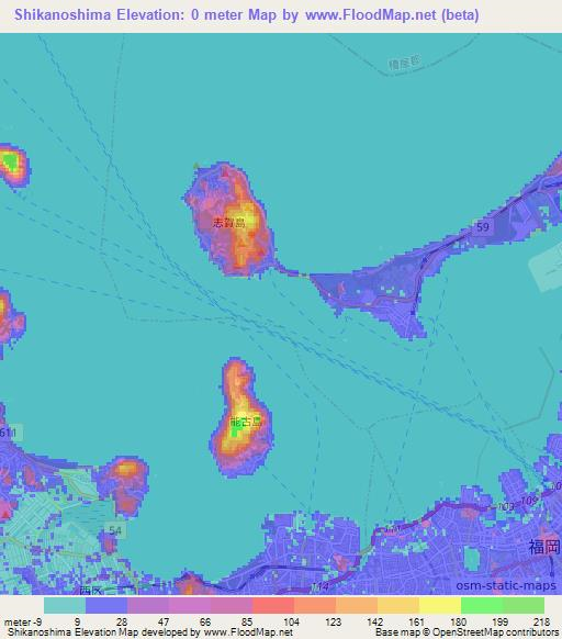 Shikanoshima,Japan Elevation Map