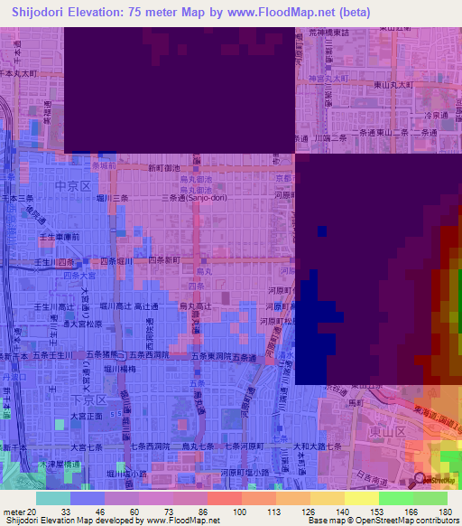 Shijodori,Japan Elevation Map