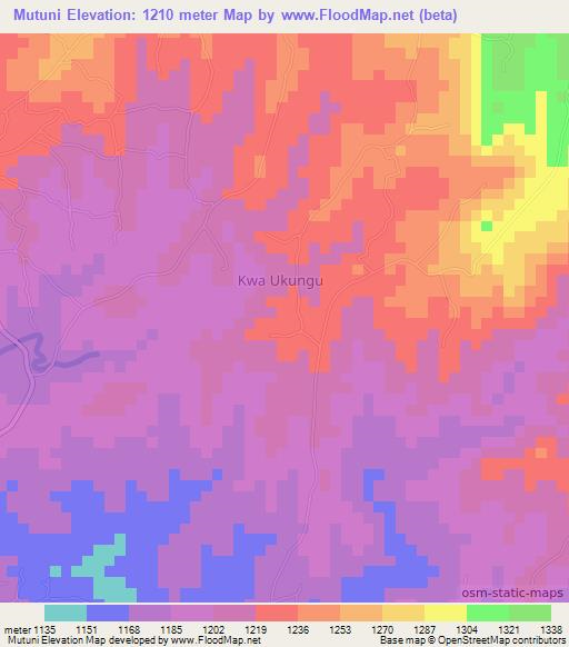 Mutuni,Kenya Elevation Map