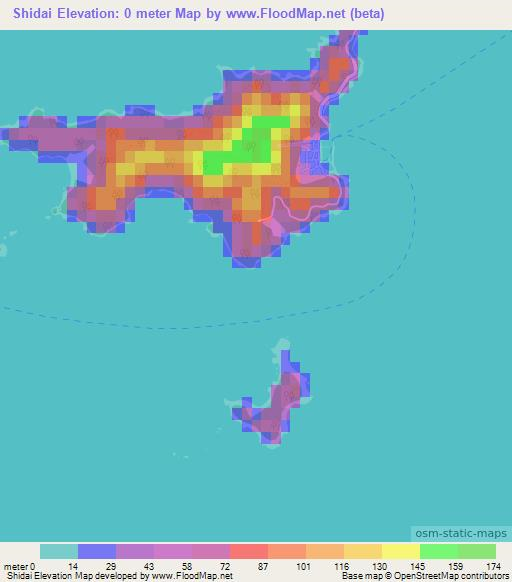 Shidai,Japan Elevation Map