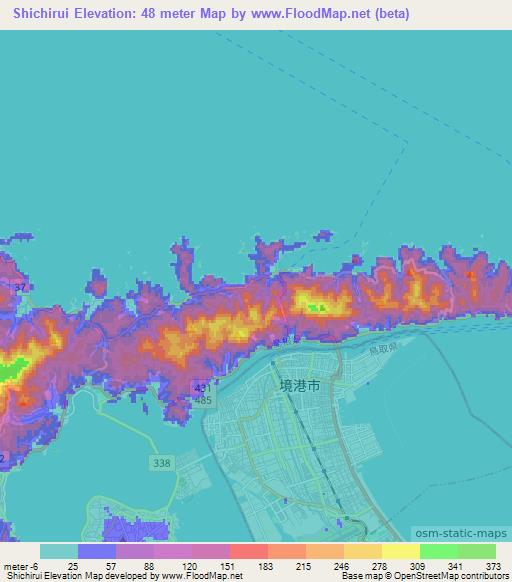 Shichirui,Japan Elevation Map