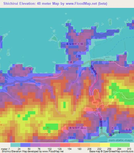 Shichirui,Japan Elevation Map