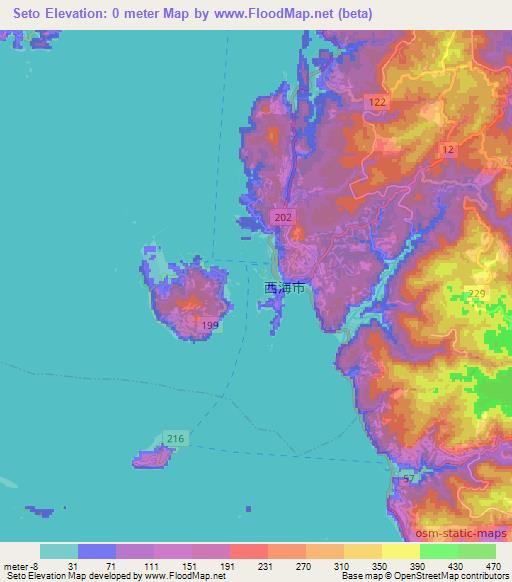 Seto,Japan Elevation Map