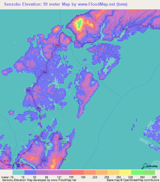 Senzoku,Japan Elevation Map