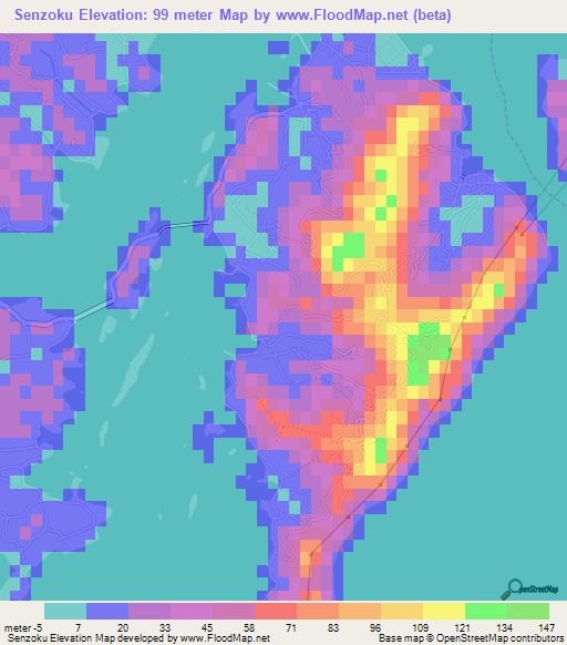 Senzoku,Japan Elevation Map