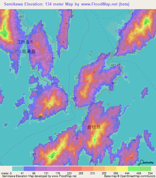 Semikawa,Japan Elevation Map