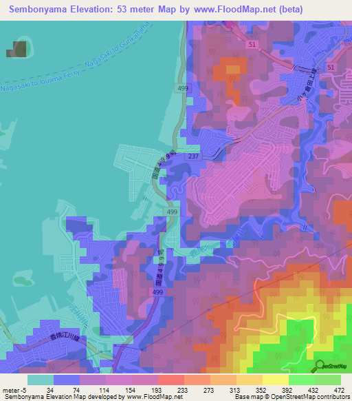 Sembonyama,Japan Elevation Map
