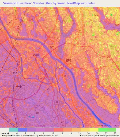 Sekiyado,Japan Elevation Map