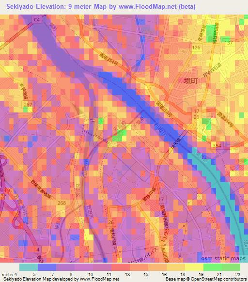 Sekiyado,Japan Elevation Map
