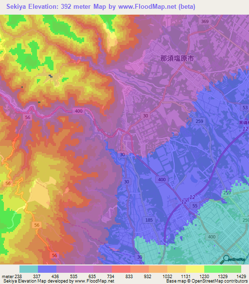 Sekiya,Japan Elevation Map