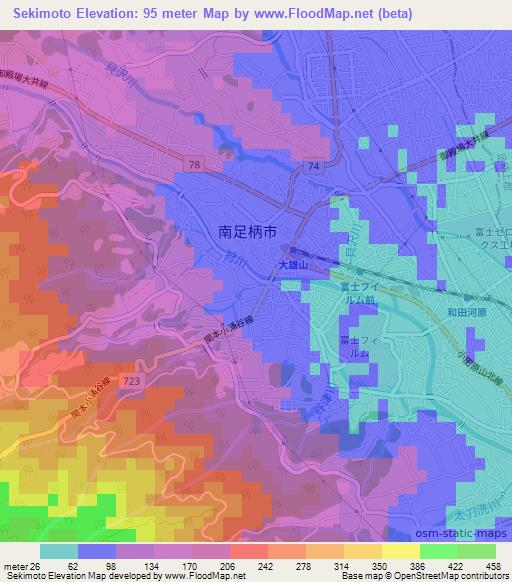 Sekimoto,Japan Elevation Map