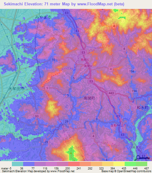 Sekimachi,Japan Elevation Map