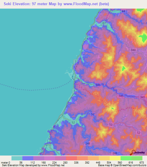 Seki,Japan Elevation Map