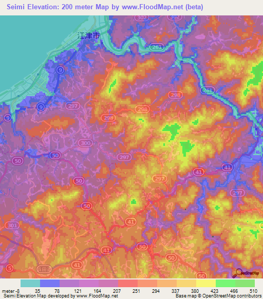 Seimi,Japan Elevation Map