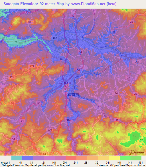 Satogata,Japan Elevation Map