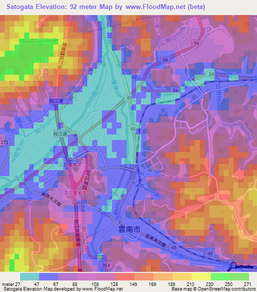 Satogata,Japan Elevation Map