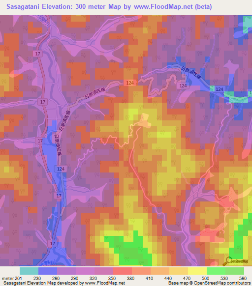 Sasagatani,Japan Elevation Map