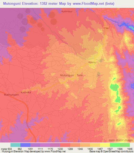 Mutonguni,Kenya Elevation Map